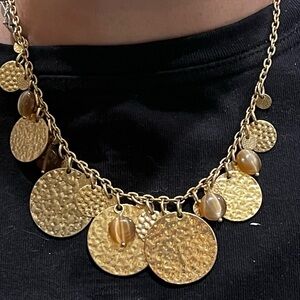Lia Sophia Gold-Tone Necklace with Textured Discs and Beads